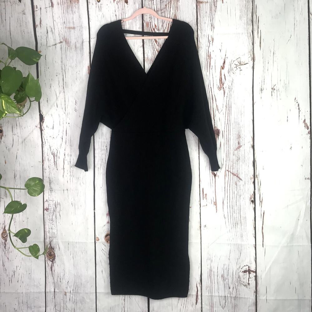 NWT The Sweet Collection ribbed knit in the Mood balc surplice sweater dress